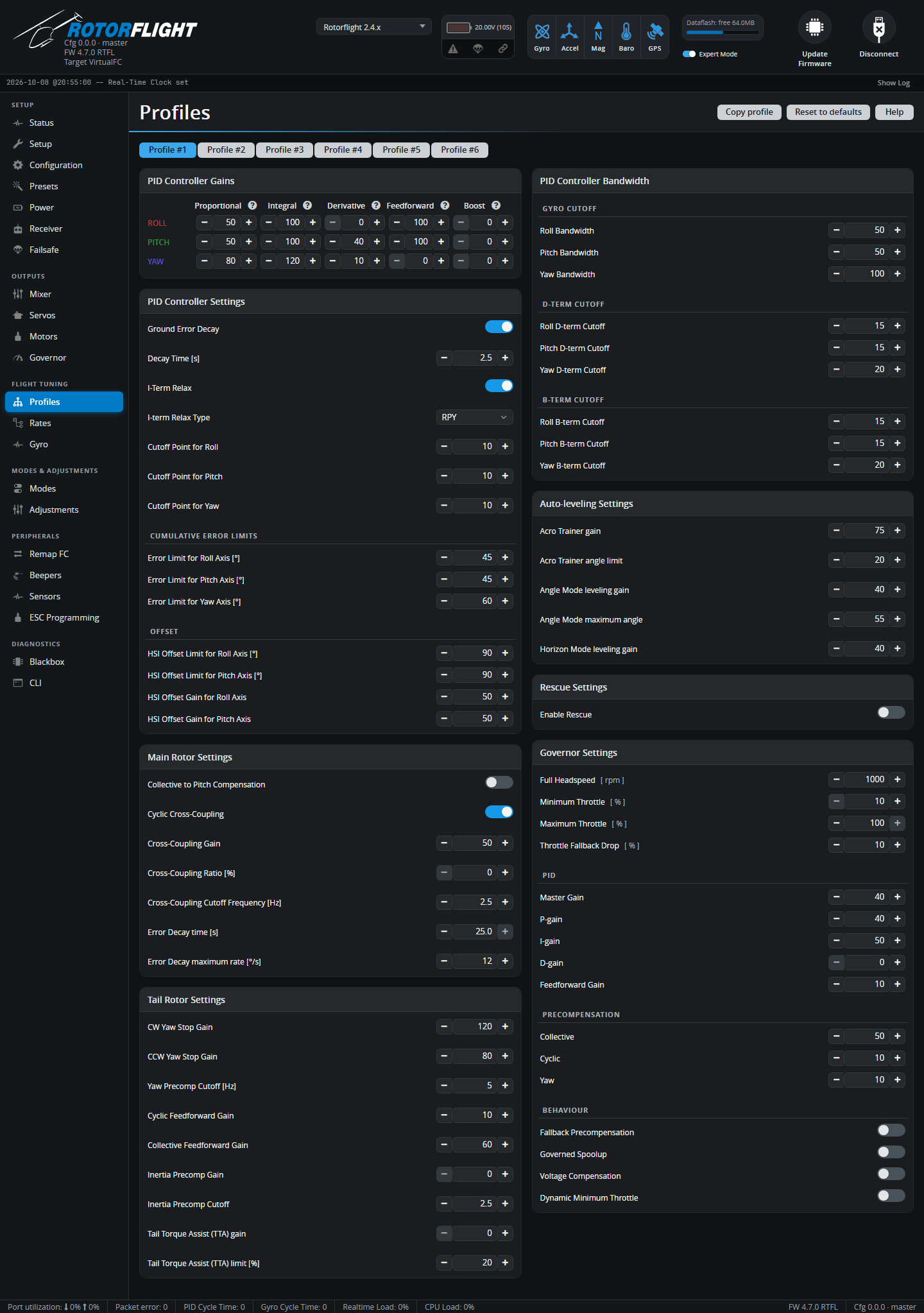 Profiles tab