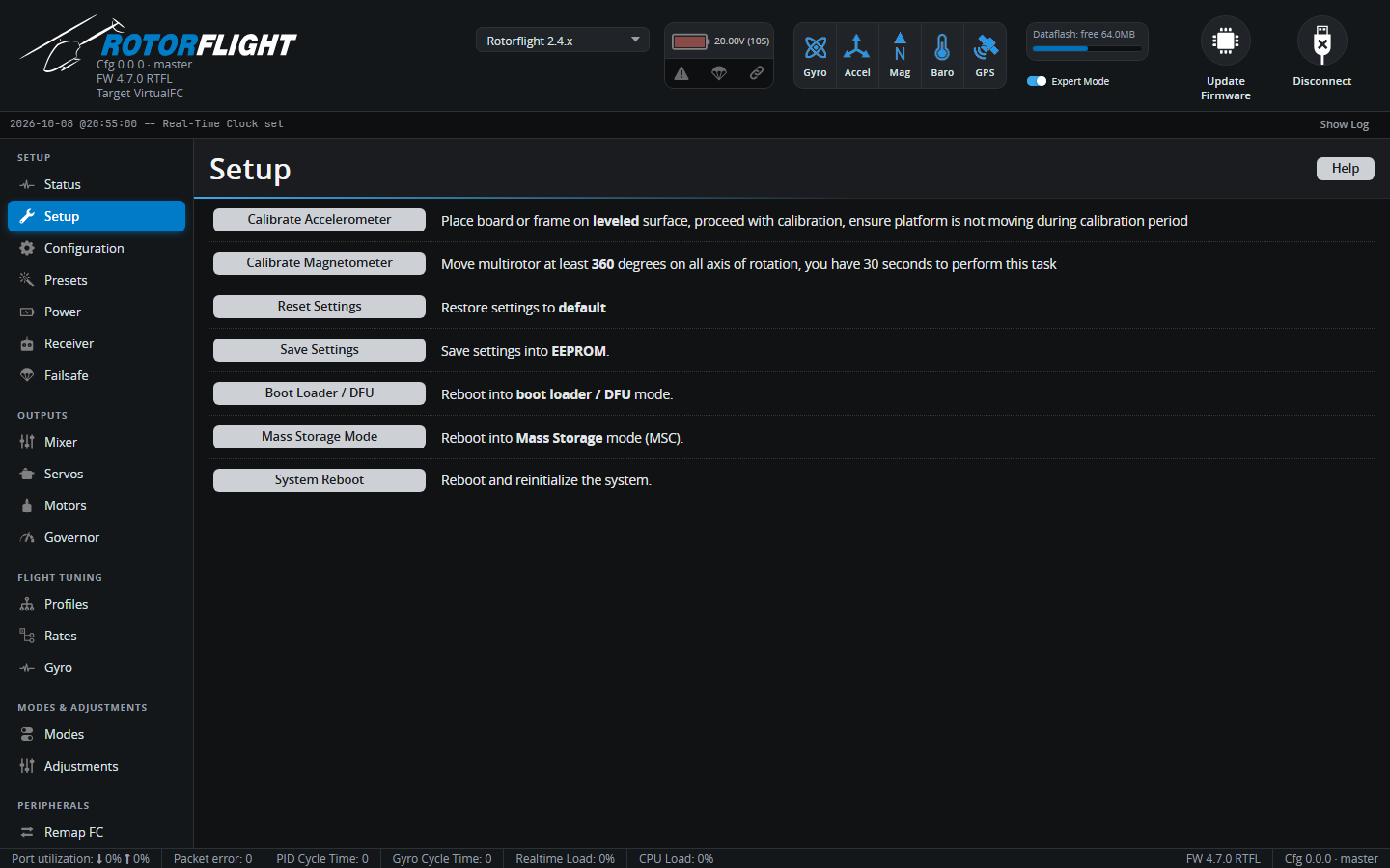 Setup tab