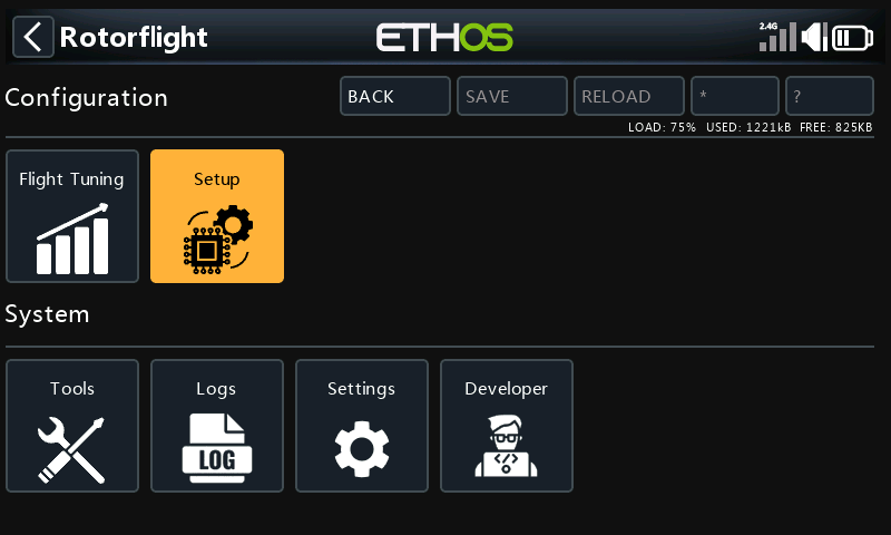 RFSuite main menu