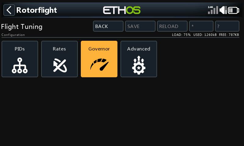 Flight Tuning menu