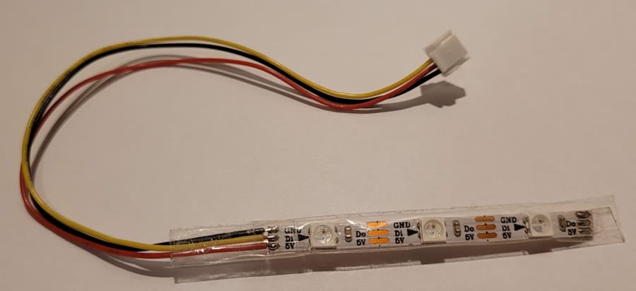 A three-LED test strip on Port B of a Radiomaster Nexus